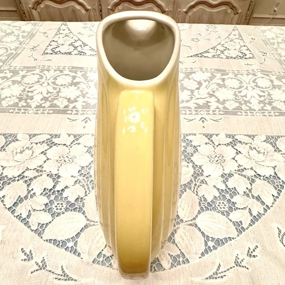✨ Vintage Hall USA Yellow Ceramic Pitcher Mid-Century Glazed Ice Lip Design - Picture 4 of 7